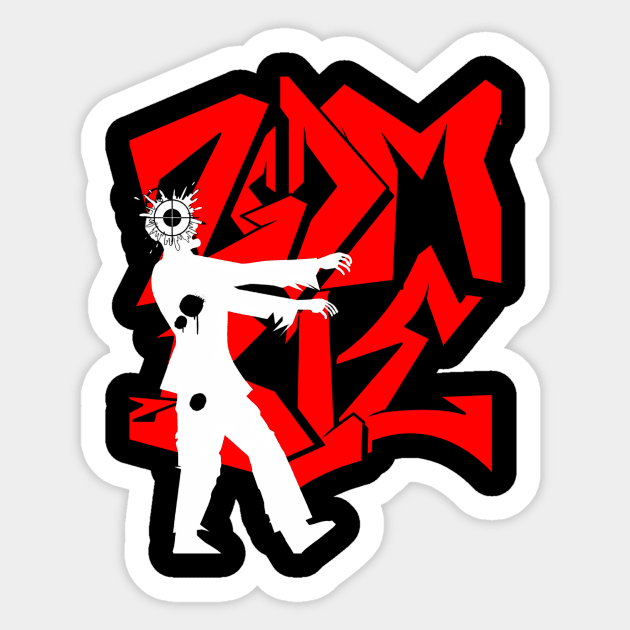 zombie with a head shot/welcome in my store sir or madam, amazing design Sticker by Americ shopping 